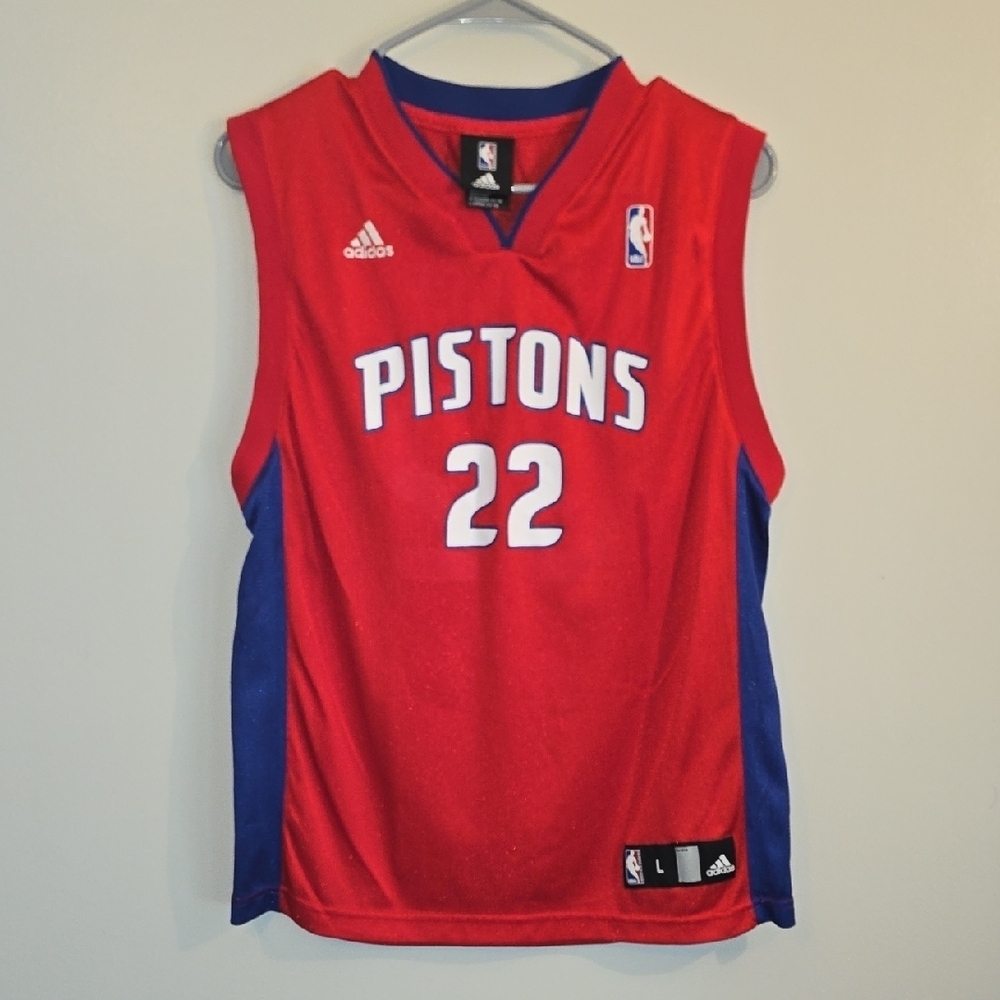 Adidas Kids Red and Blue Pistons Jersey LOT-L